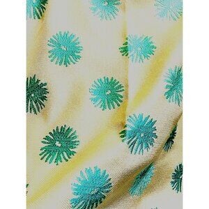 Embroidered Floral Designer Fabric Sample White Blue 17" SQ. - Duralee Brand